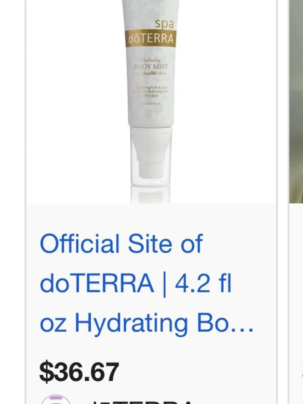 Doterra Spa Hydrating Body Mist & Anti-Aging Moisturizer - White Silver - Picture 4 of 9